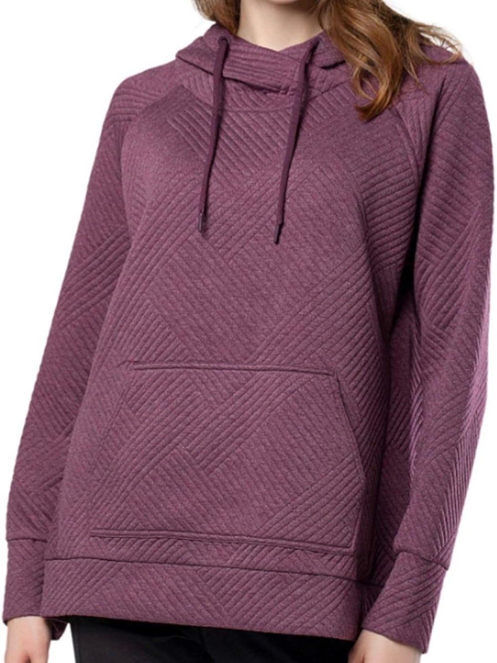 Green Tea Women's Quilted Hooded Pullover Large